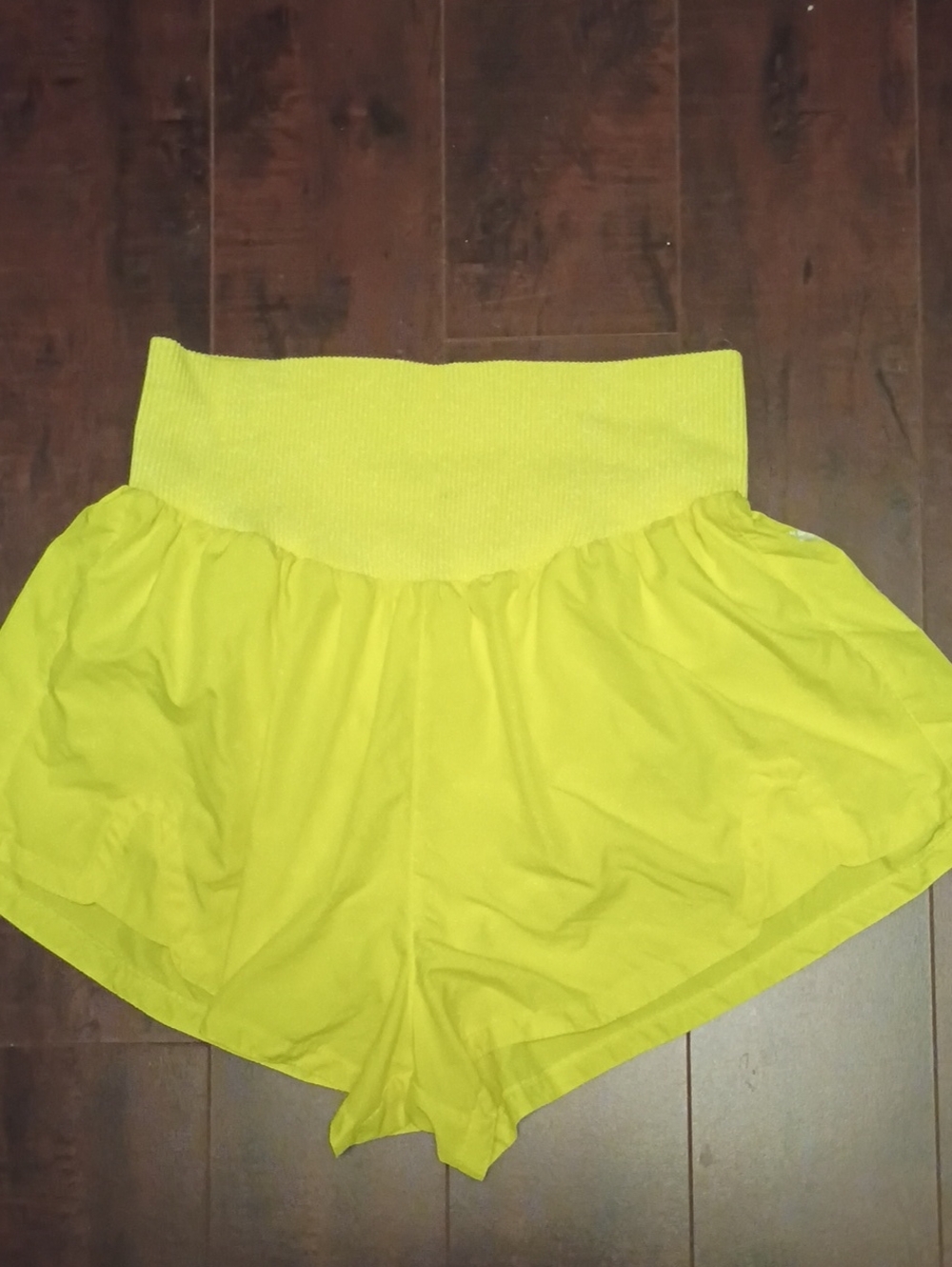 Free People Neon Yellow High-Waist Active Shorts